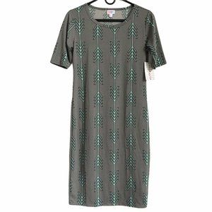 LuLaRoe Julia Gray w/Mint Green Arrows Dress